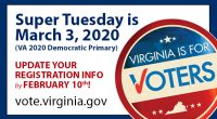 Virginia will vote for their choice in the 2020 Democratic Primary on Tuesday, March 3rd, joining Alabama, Arkansas, California, Colorado, Maine, Massachusetts, Minnesota, North Carolina, Oklahoma, Tennessee, Texas, Utah, and […]