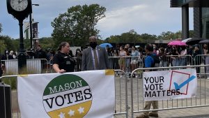 Picture of voters at Mason on voting day