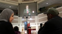 Photo Gallery: Mason students gather in the Johnson Center Atrium to watch the final presidential debate of 2016 on Wednesday, October 19th. Photos by: Mimi Albano