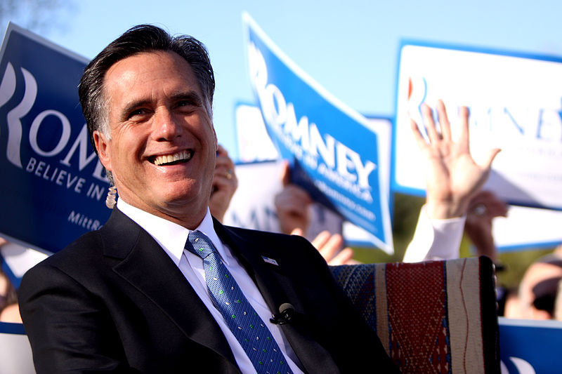 Mitt Romney laughing at rally