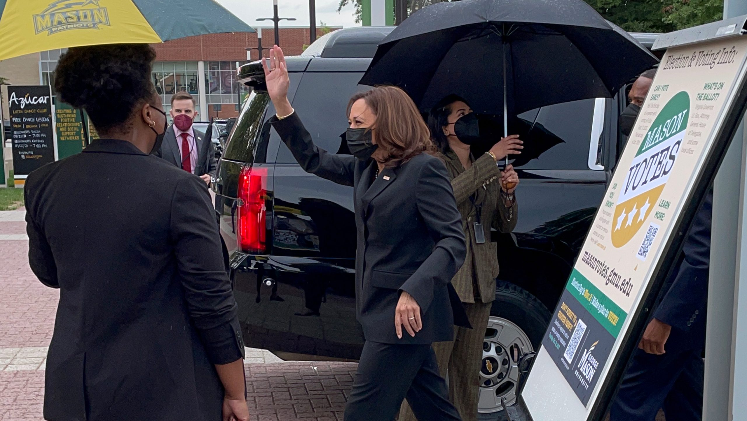 Picture of Kamala at Mason on voting day
