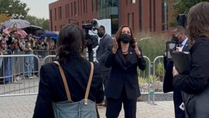 Picture of Kamala at Mason on voting day
