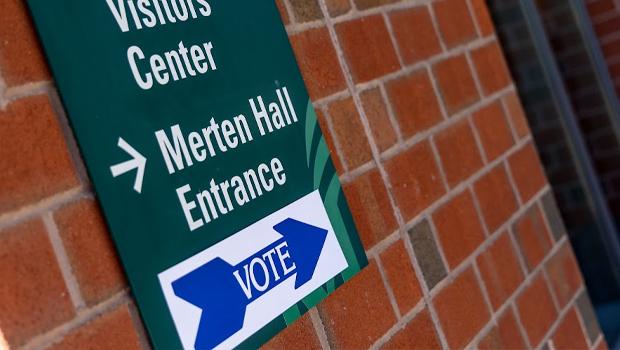 Merten Hall Voting Sign